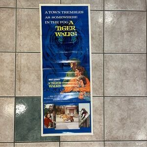Vintage 1964 Disney A Tiger Walks Original 35x14 Movie Theater Litho Poster Rare